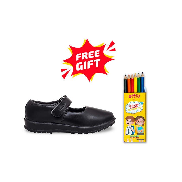 Girls Black School Shoes SK0048