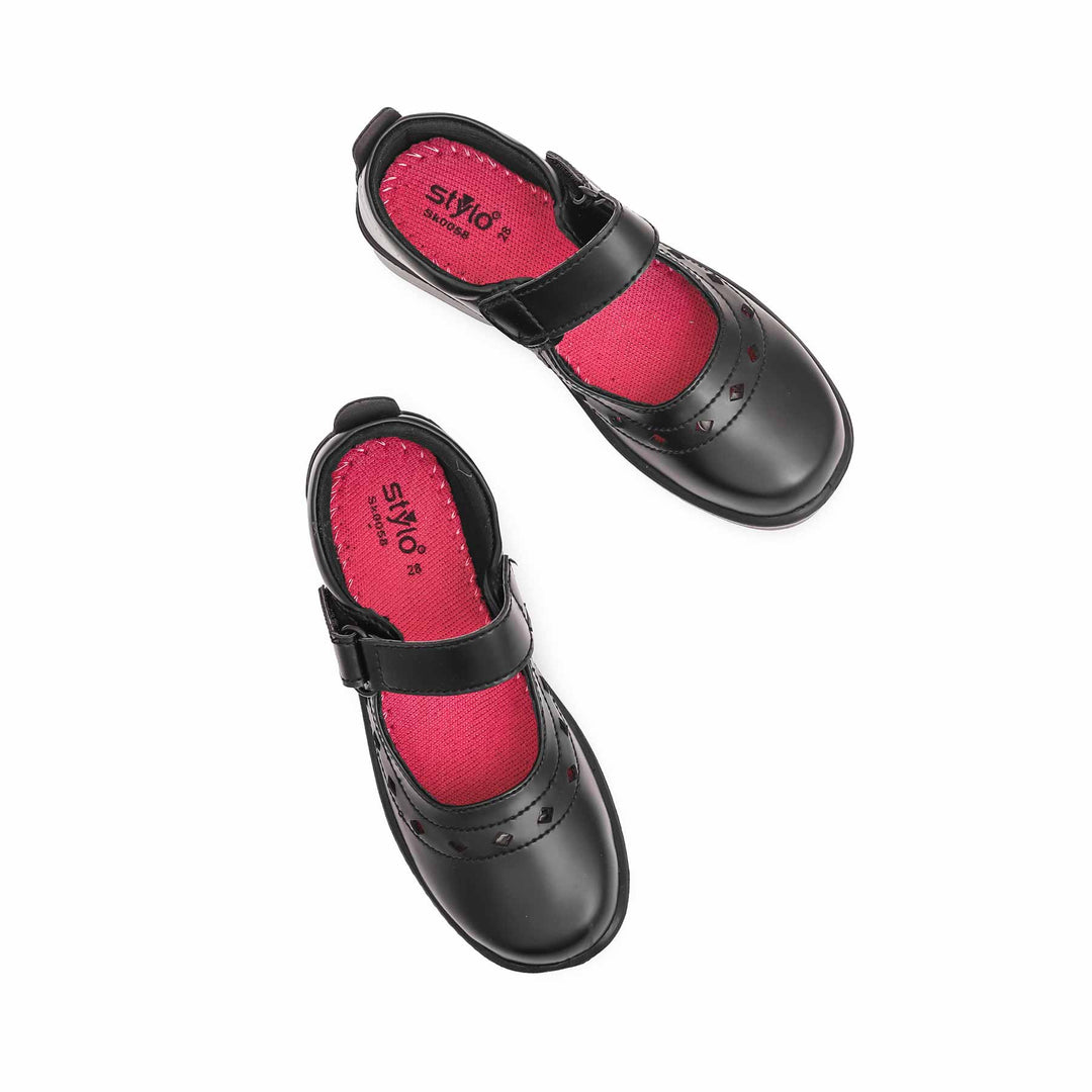 Girls Black School Shoes SK0058