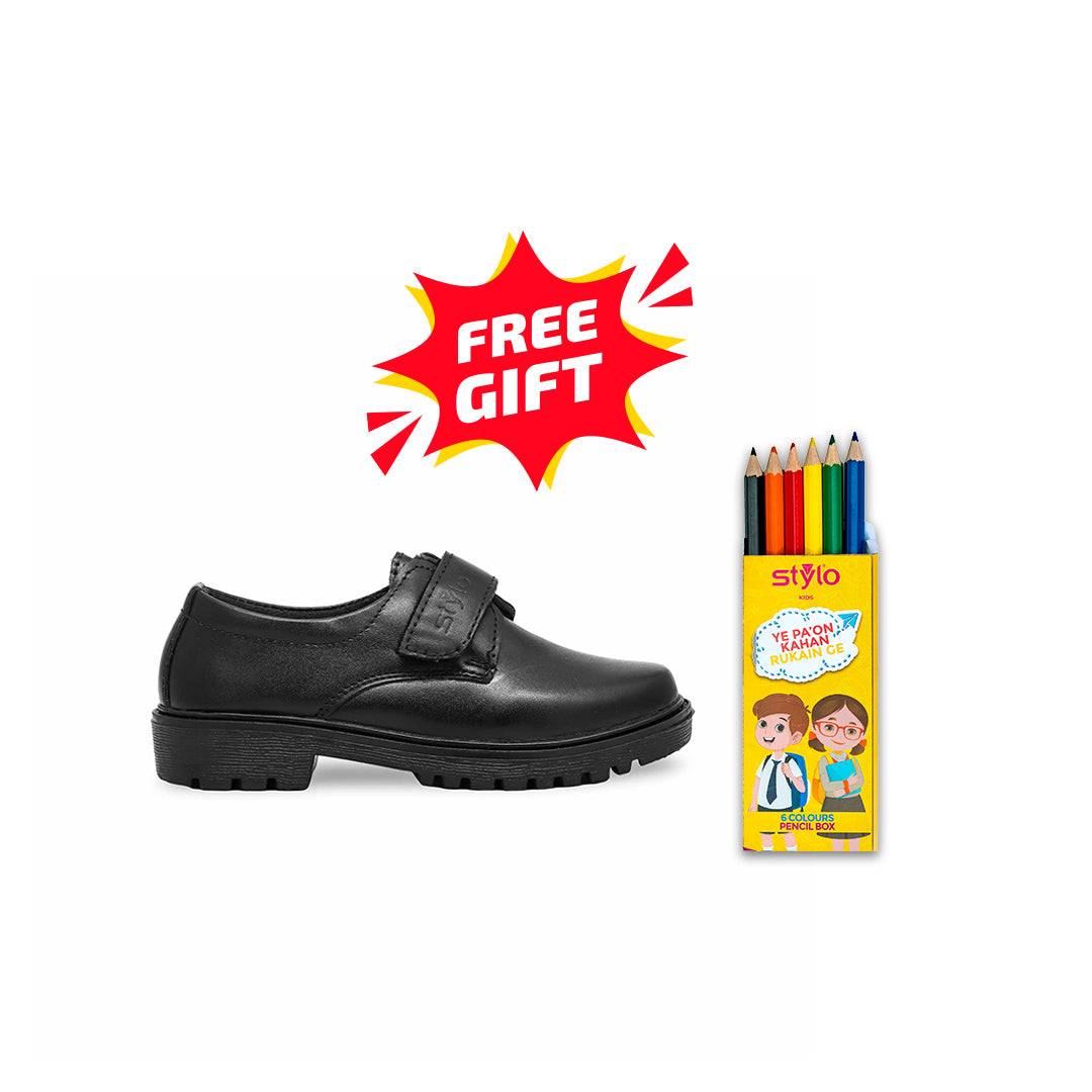 Boys Black School Shoes SK1076