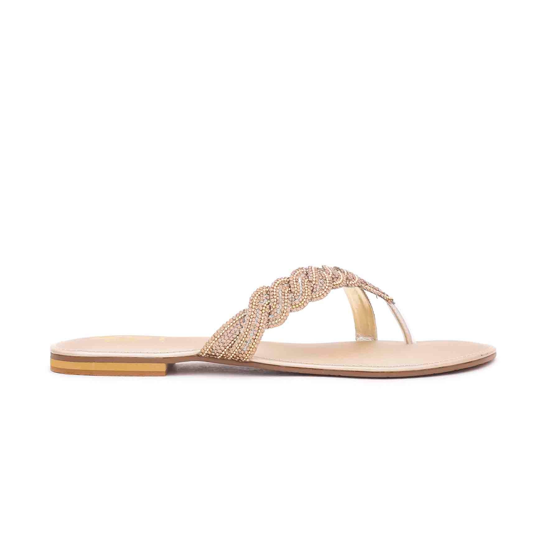 Golden Color Fancy Chappals FN0469