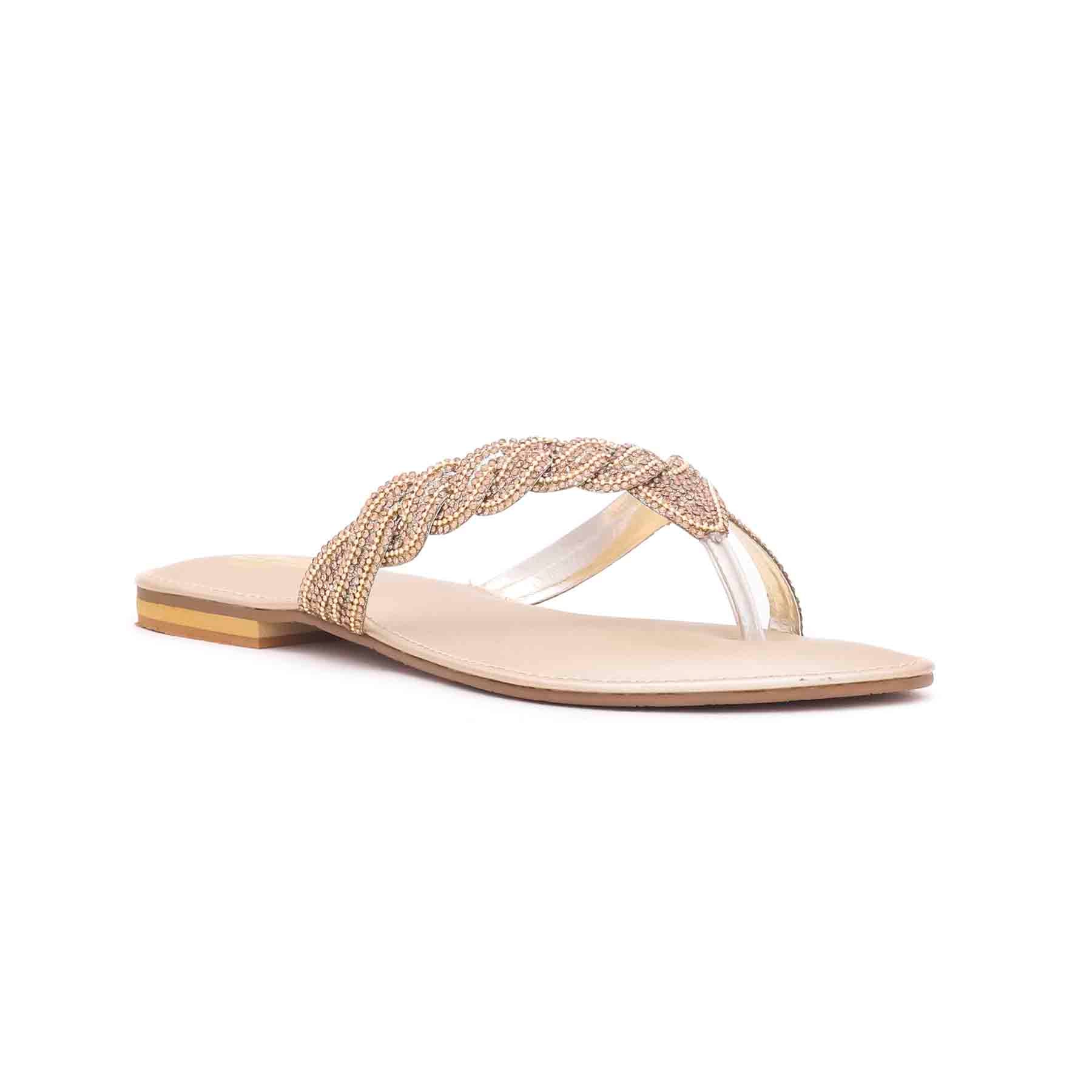 Golden Color Fancy Chappals FN0469