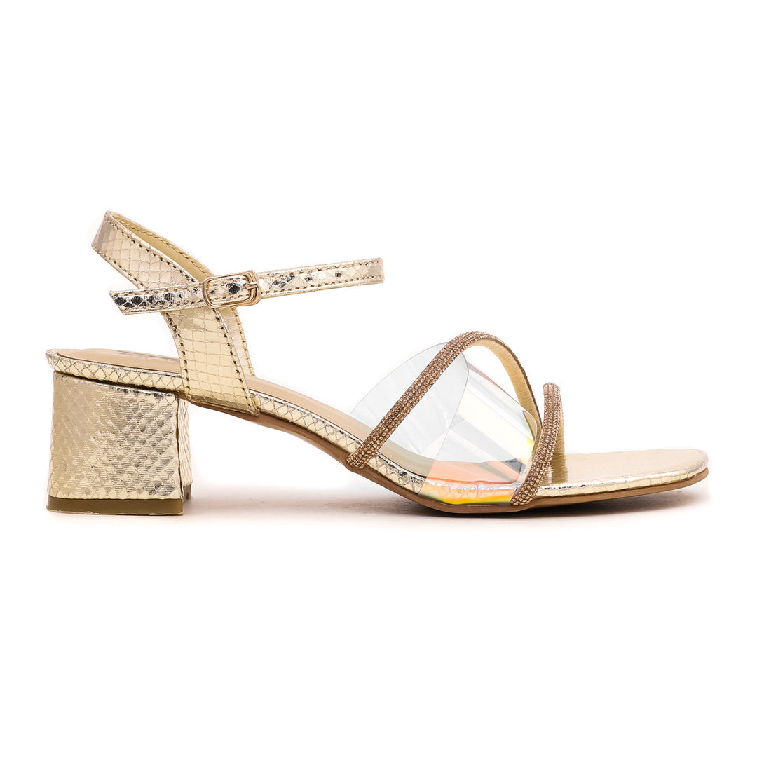 Golden Fancy Sandals FN5576 | Stylo