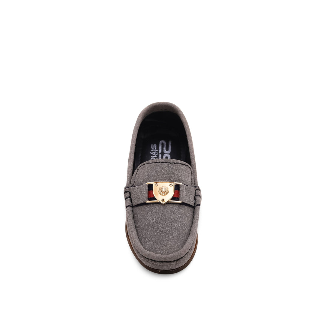 Boys Grey Formal Moccasin KD0400