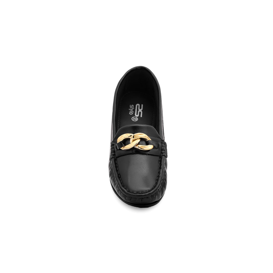 Girls Black Formal Moccasin KD0691