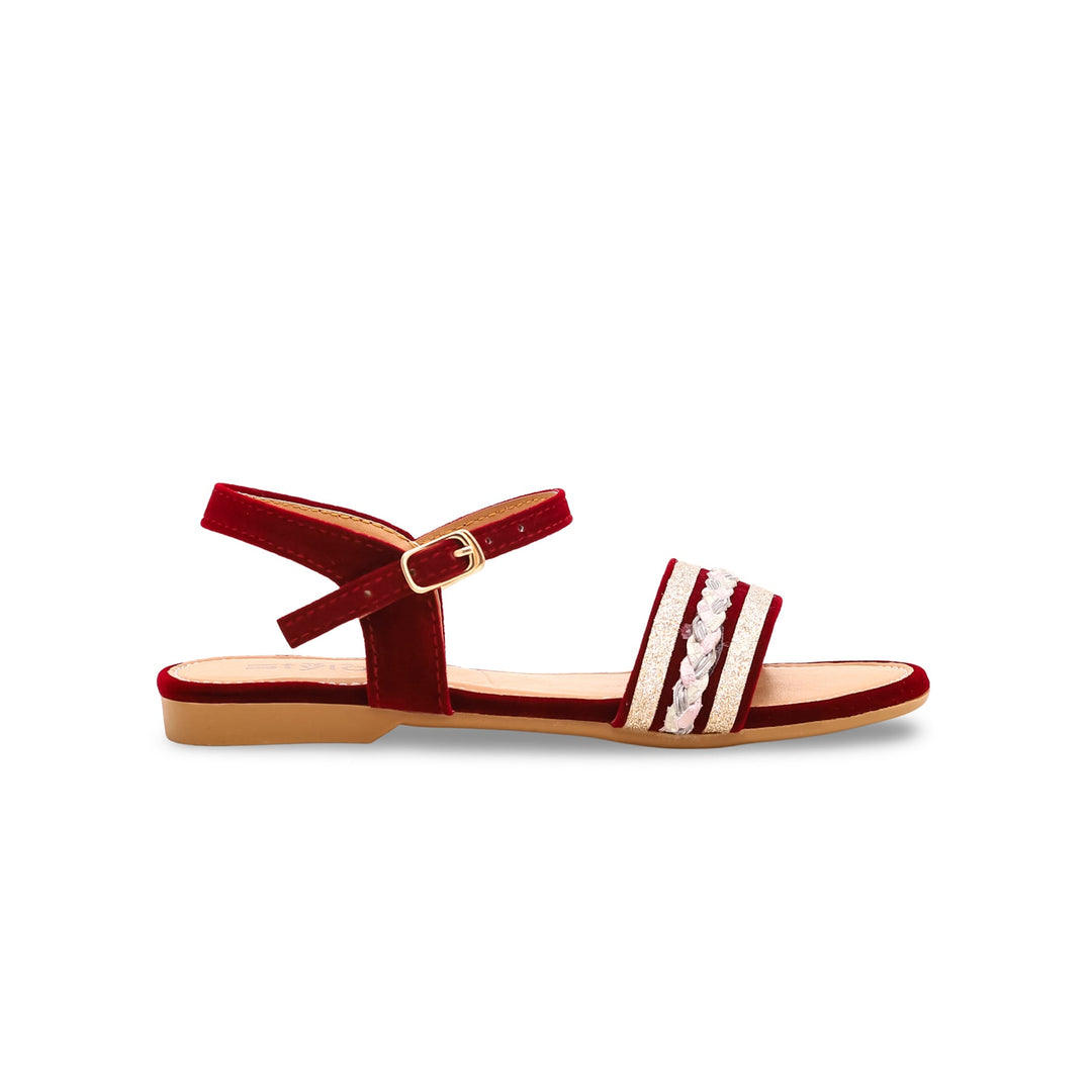 Girls Maroon Casual Sandal KD7916