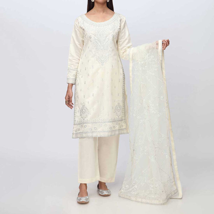 3PC- Embellished Khadi Net Suit PF3010