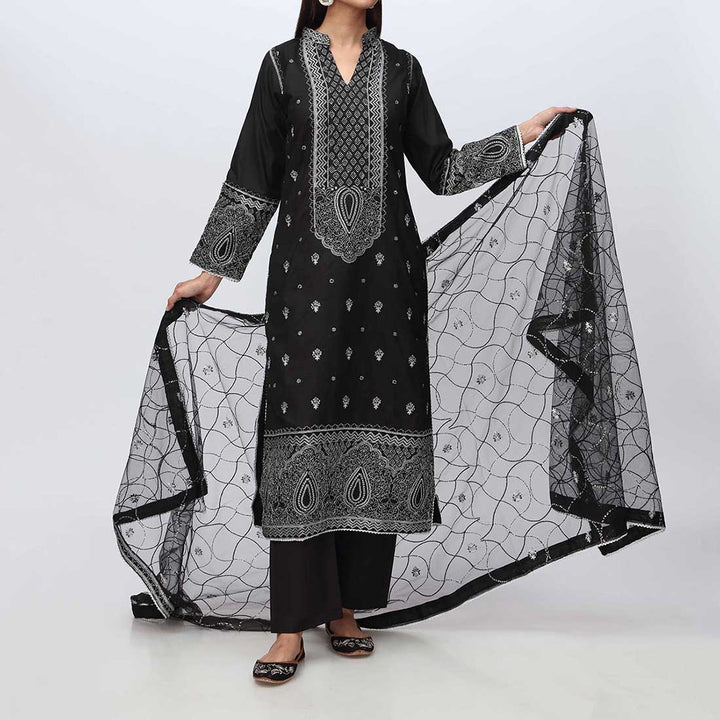 3PC- Embellished Khadi Net Suit PF3015