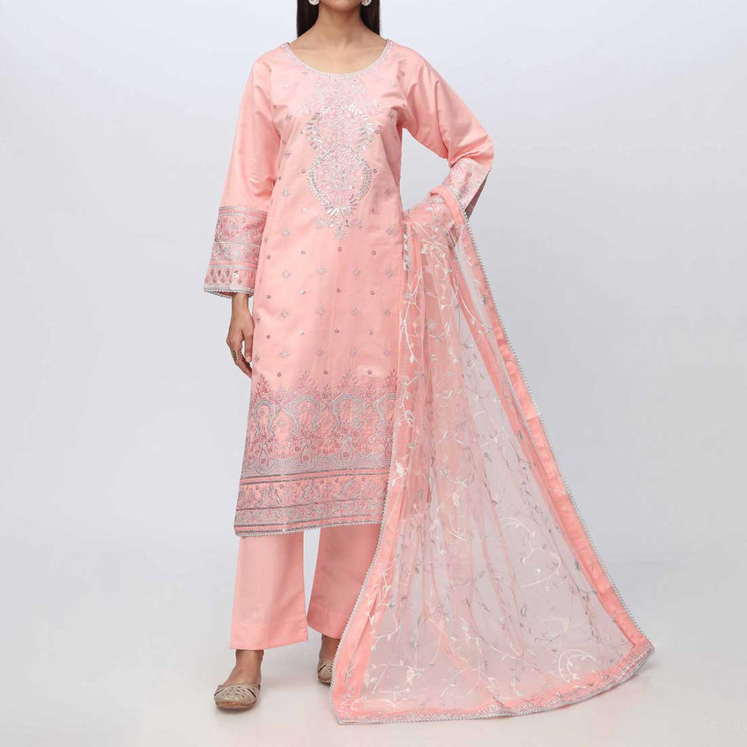 3PC- Embellished Khadi Net Suit PF3019