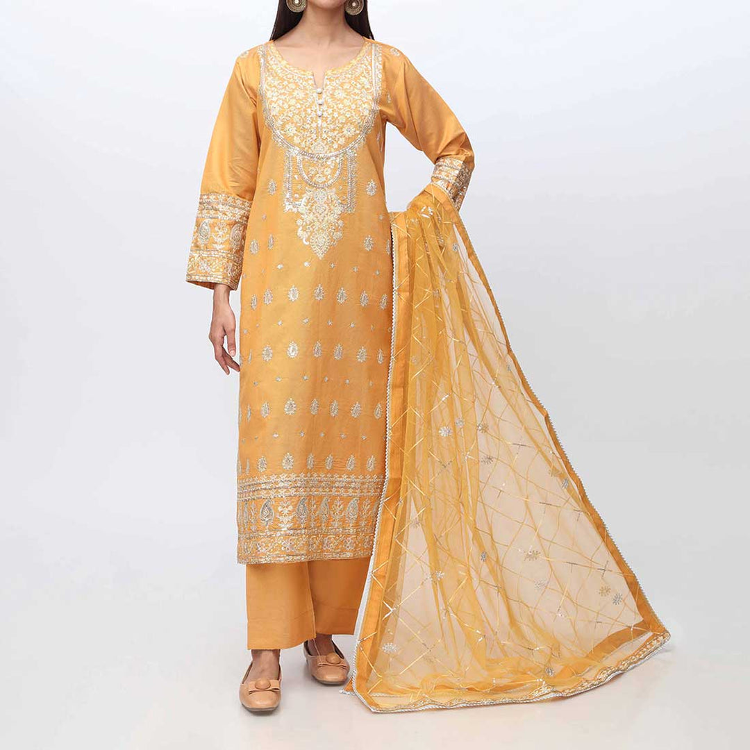 3PC- Embellished Khadi Net Suit PF3024