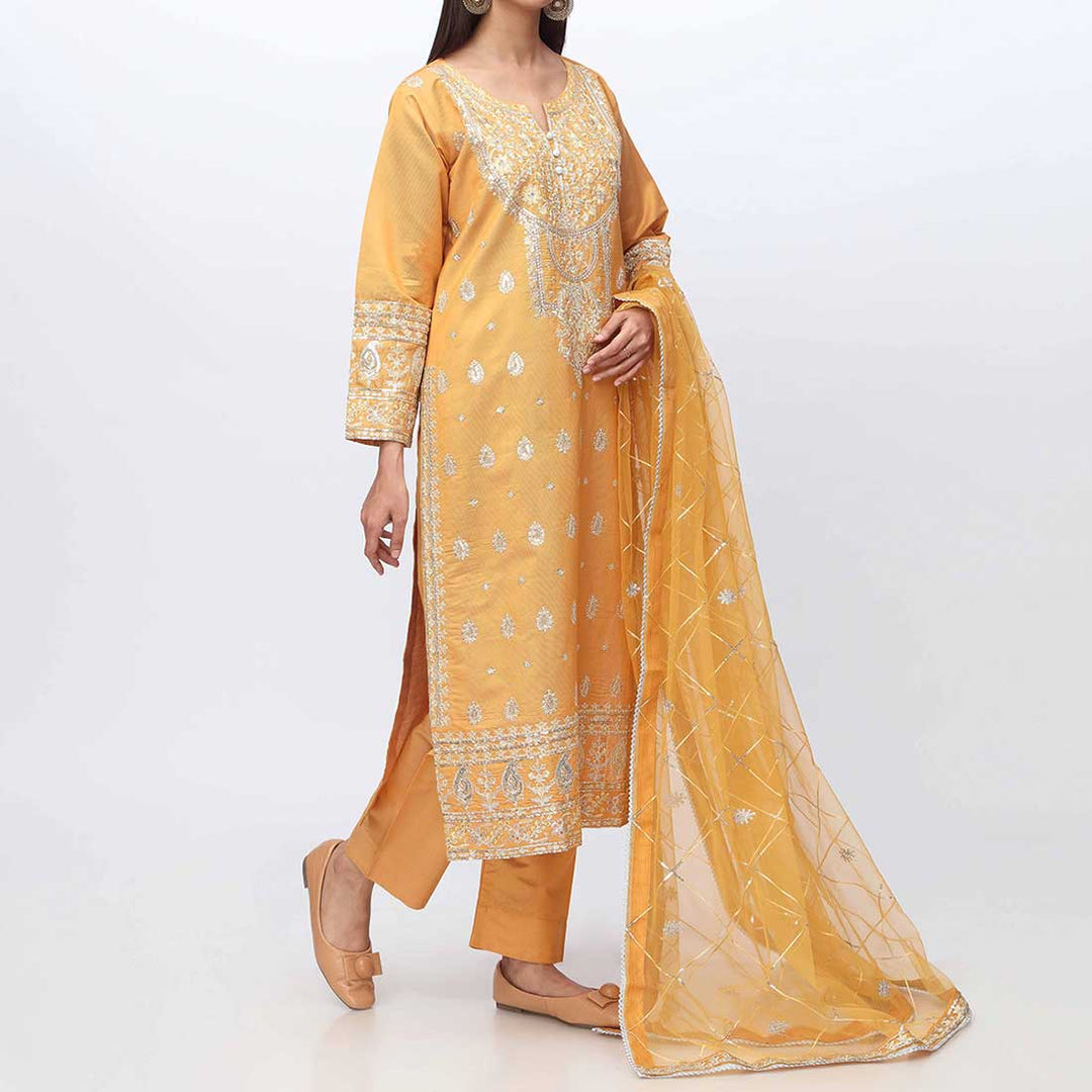 3PC- Embellished Khadi Net Suit PF3024