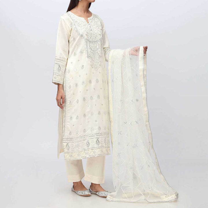 3PC- Embellished Khadi Net Suit PF3024