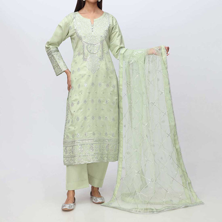 3PC- Embellished Khadi Net Suit PF3024