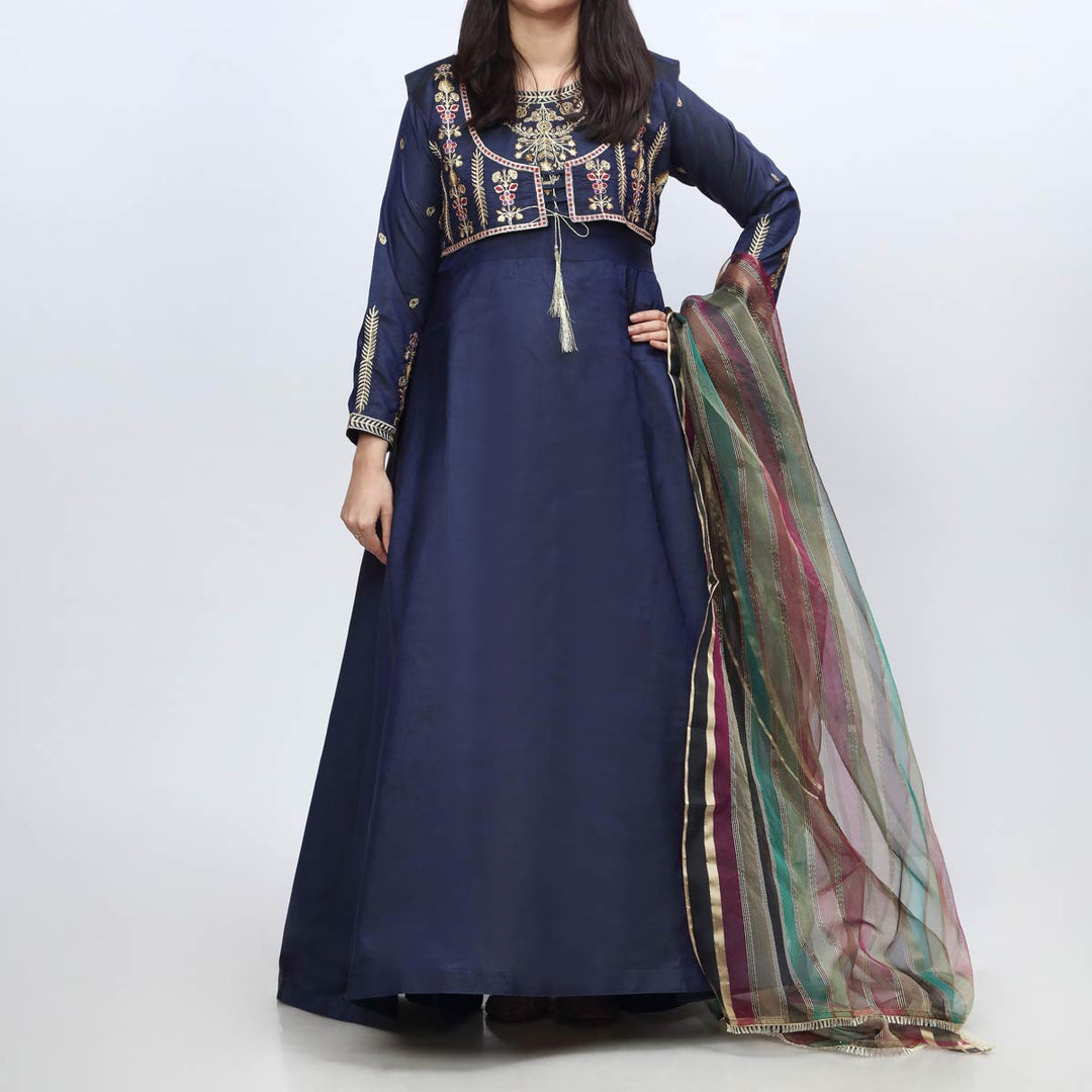 3PC- Embellished Katan Silk Suit PF3043