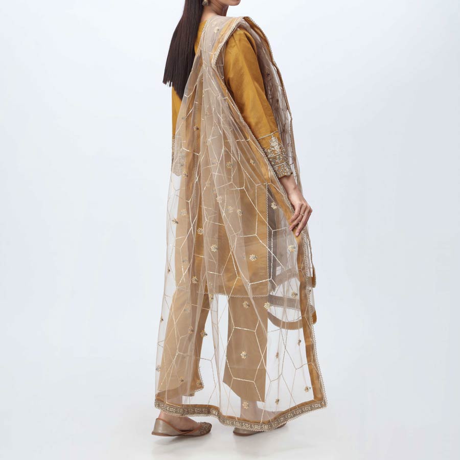 3PC- Embellished  Khadi Net Suit PF3052