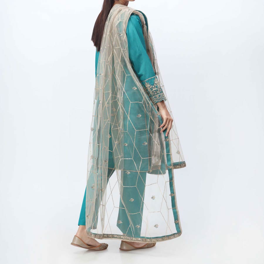 3PC- Embellished  Khadi Net Suit PF3052