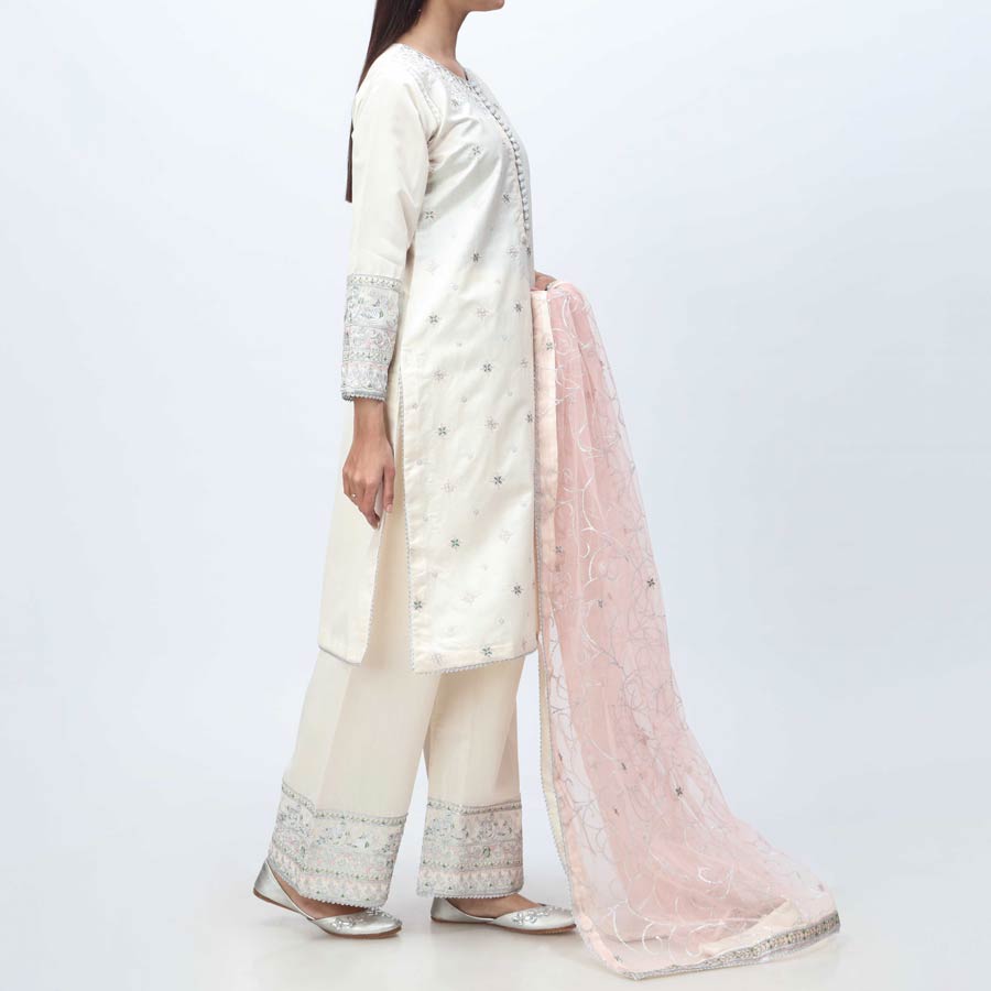 3PC- Embellished  Khadi Net Suit PF3055