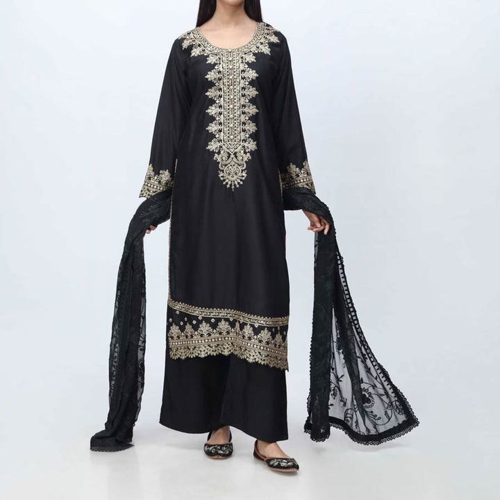 3PC- Embellished Viscose Suit PF3064