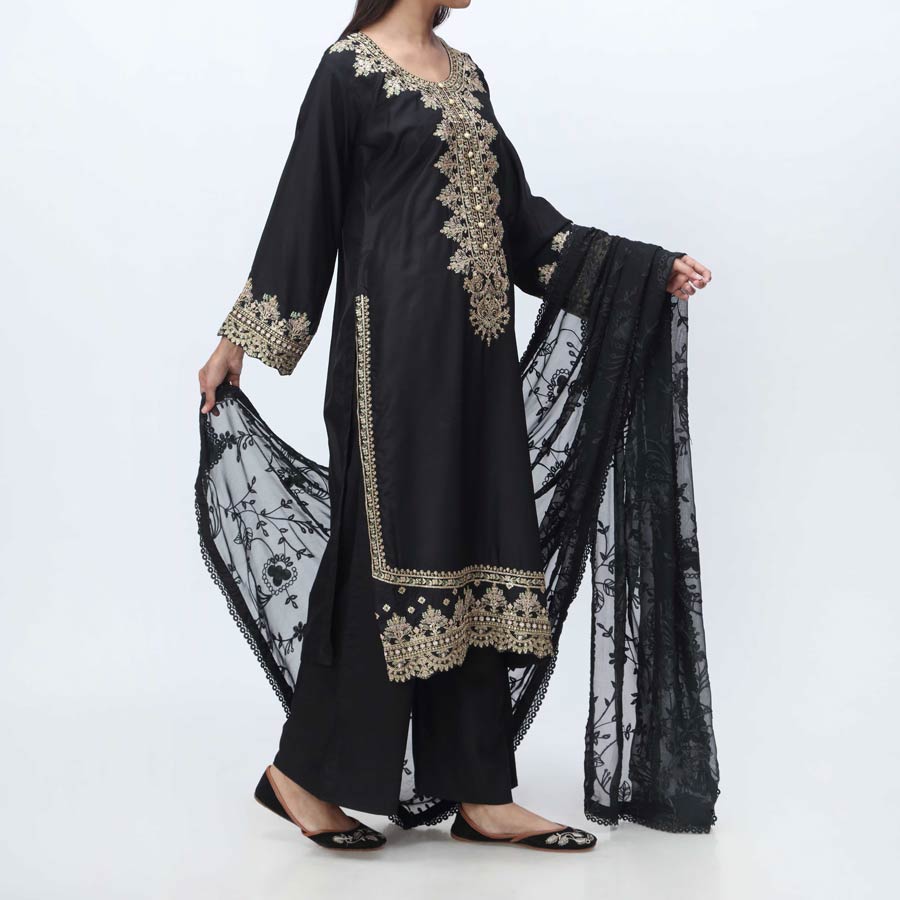 3PC- Embellished Viscose Suit PF3064