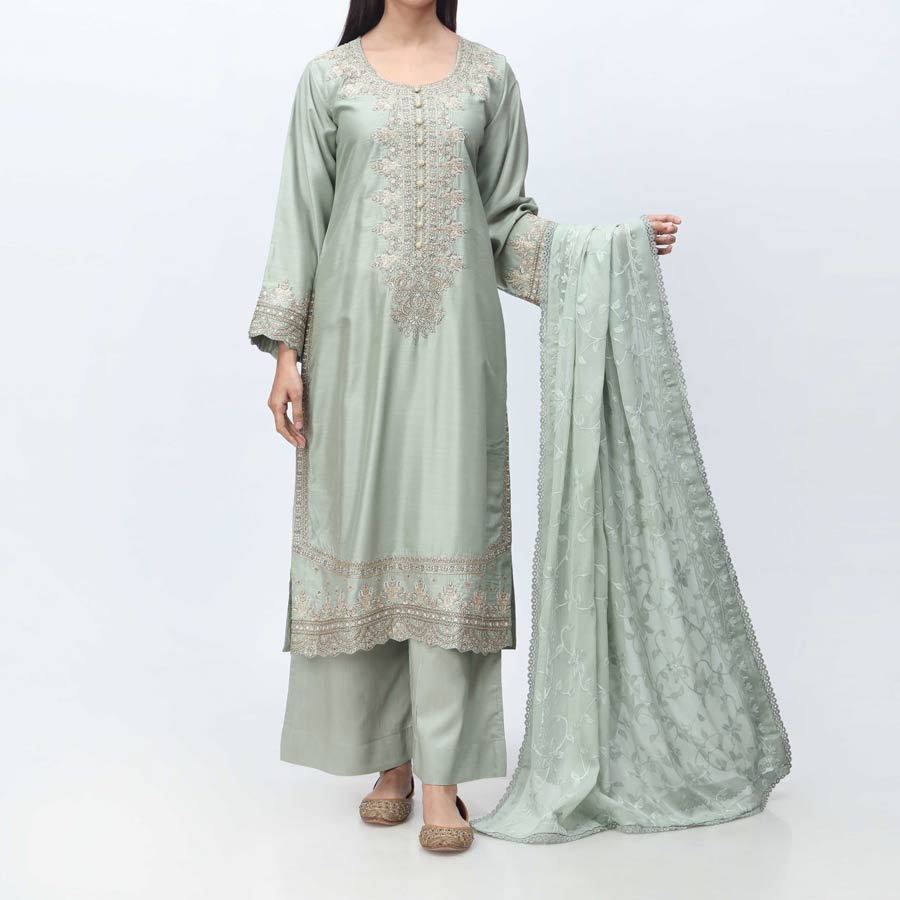 3PC- Embellished Viscose Suit PF3064