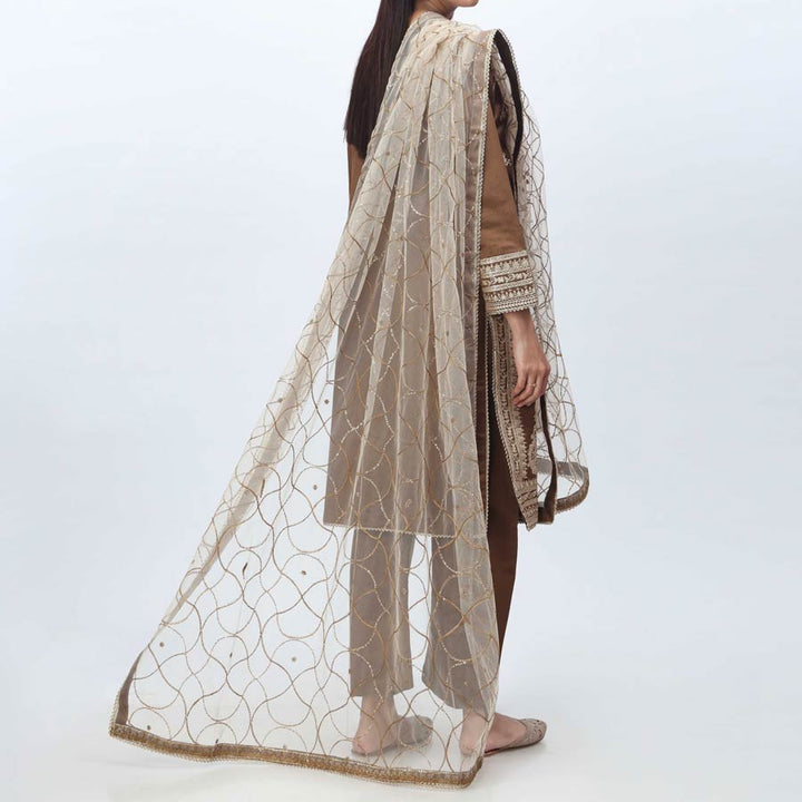 3PC- Embellished  Khadi Net Suit PF3066