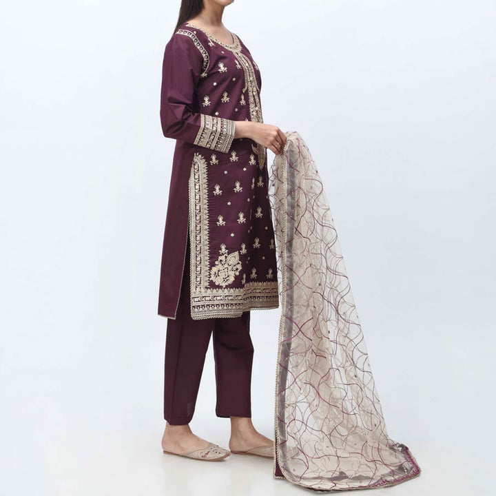 3PC- Embellished  Khadi Net Suit PF3066