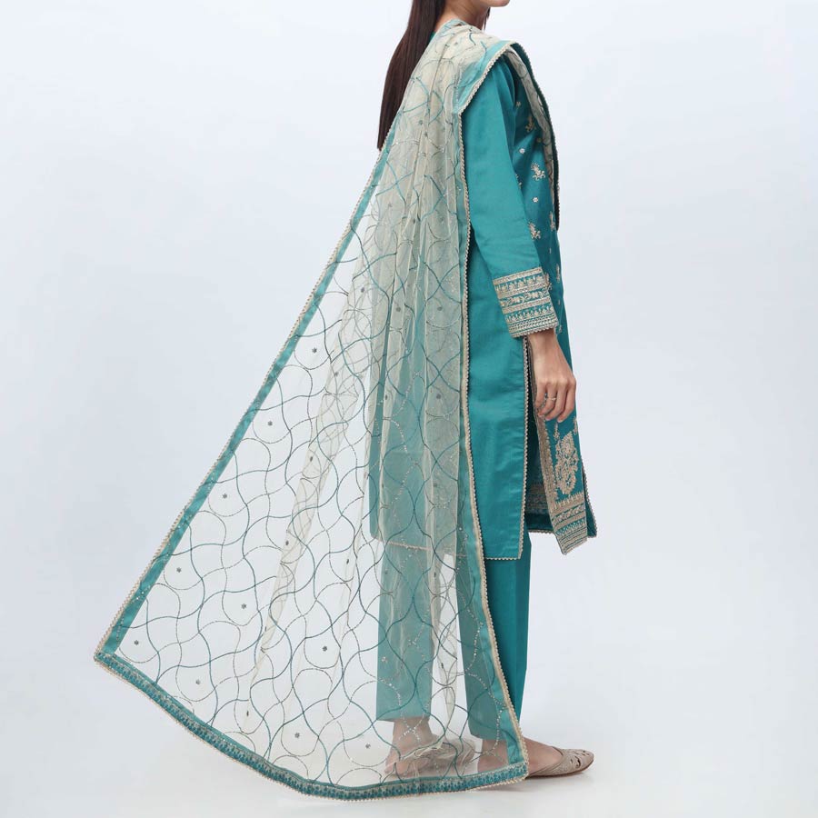 3PC- Embellished  Khadi Net Suit PF3066