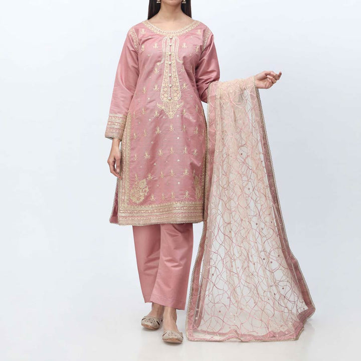 3PC- Embellished  Khadi Net Suit PF3066