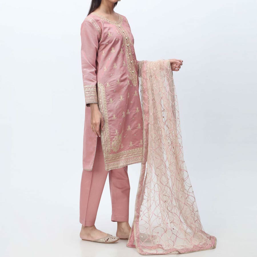 3PC- Embellished  Khadi Net Suit PF3066