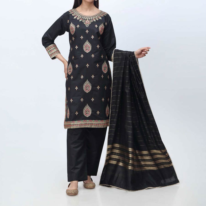 3PC- Embellished  Khadi Net Suit PF3067