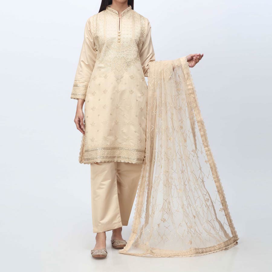 3PC- Embellished  Khadi Net Suit PF3068