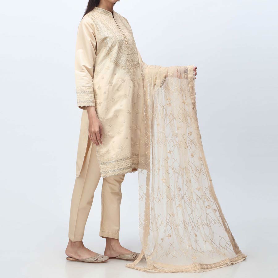 3PC- Embellished  Khadi Net Suit PF3068