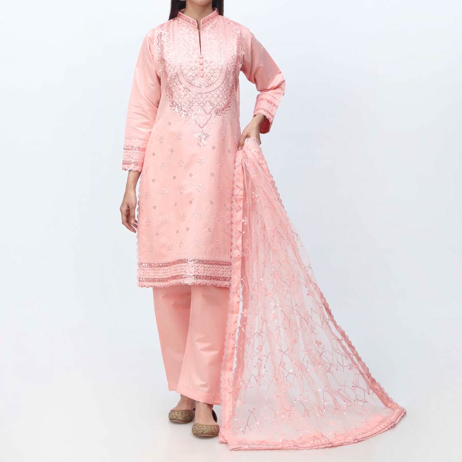 3PC- Embellished  Khadi Net Suit PF3068