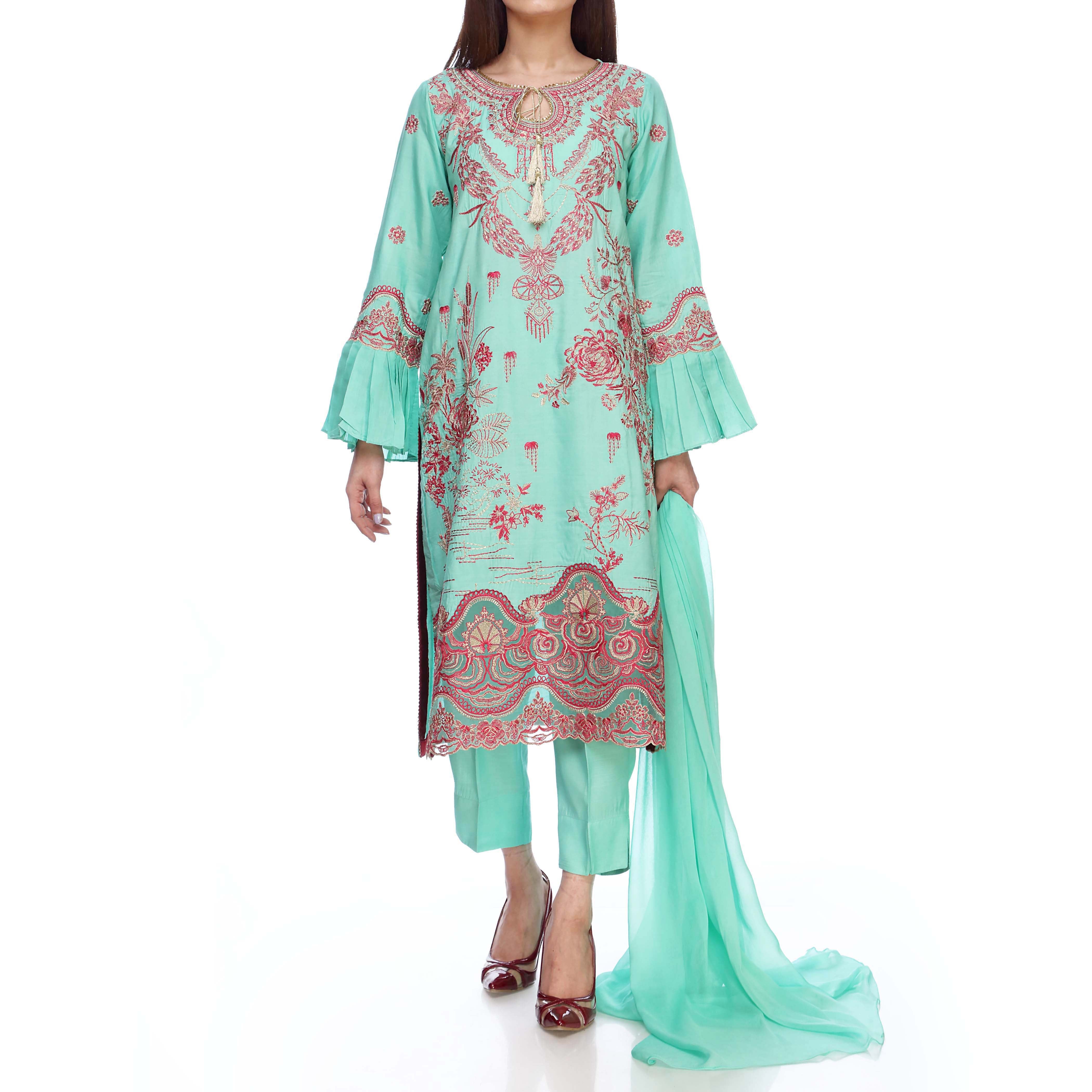 Embellished Raw Silk Shirt
Plain Raw Silk Trousers
Plain Chiffon Dupatta