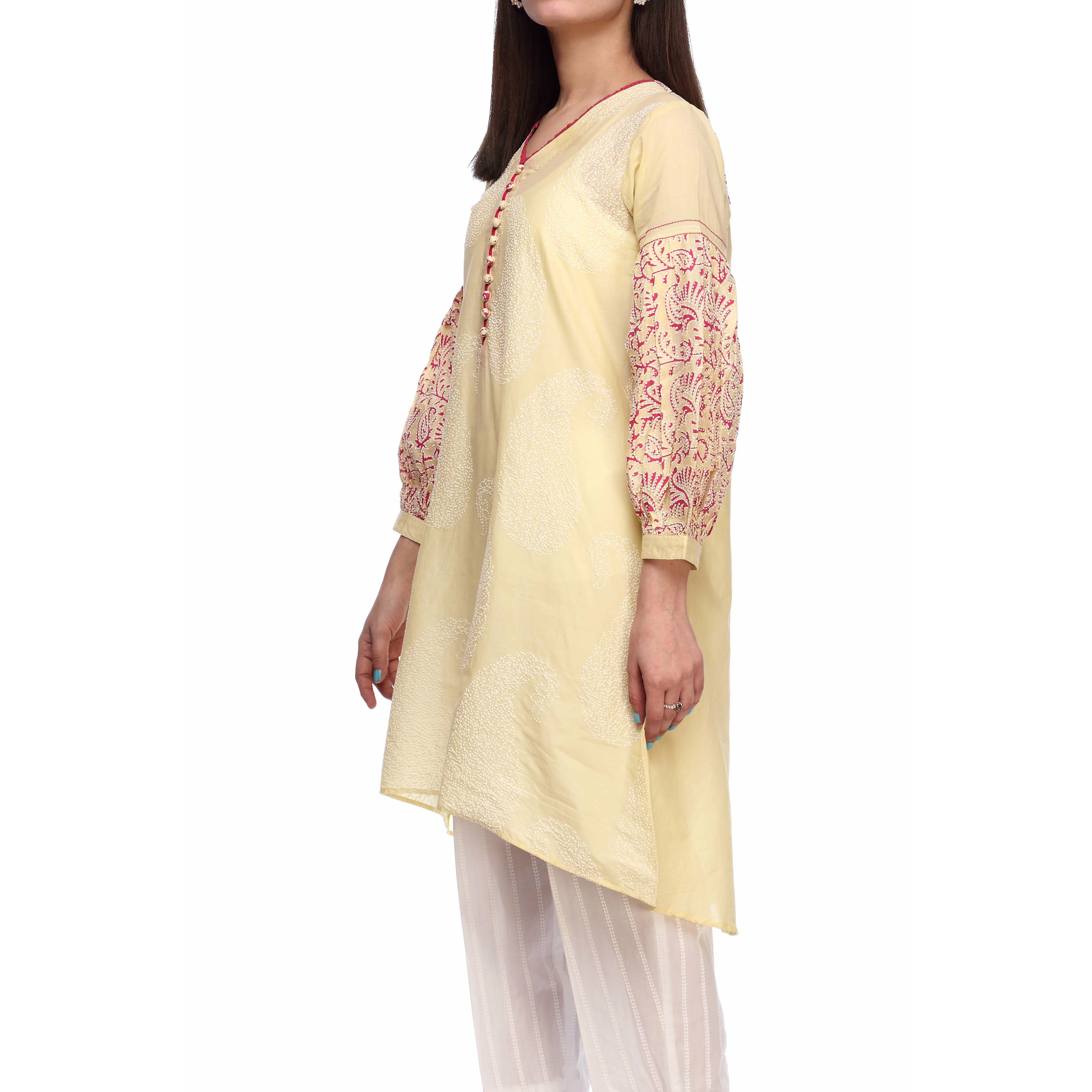 Yellow Color Lawn Shirt PS2167
