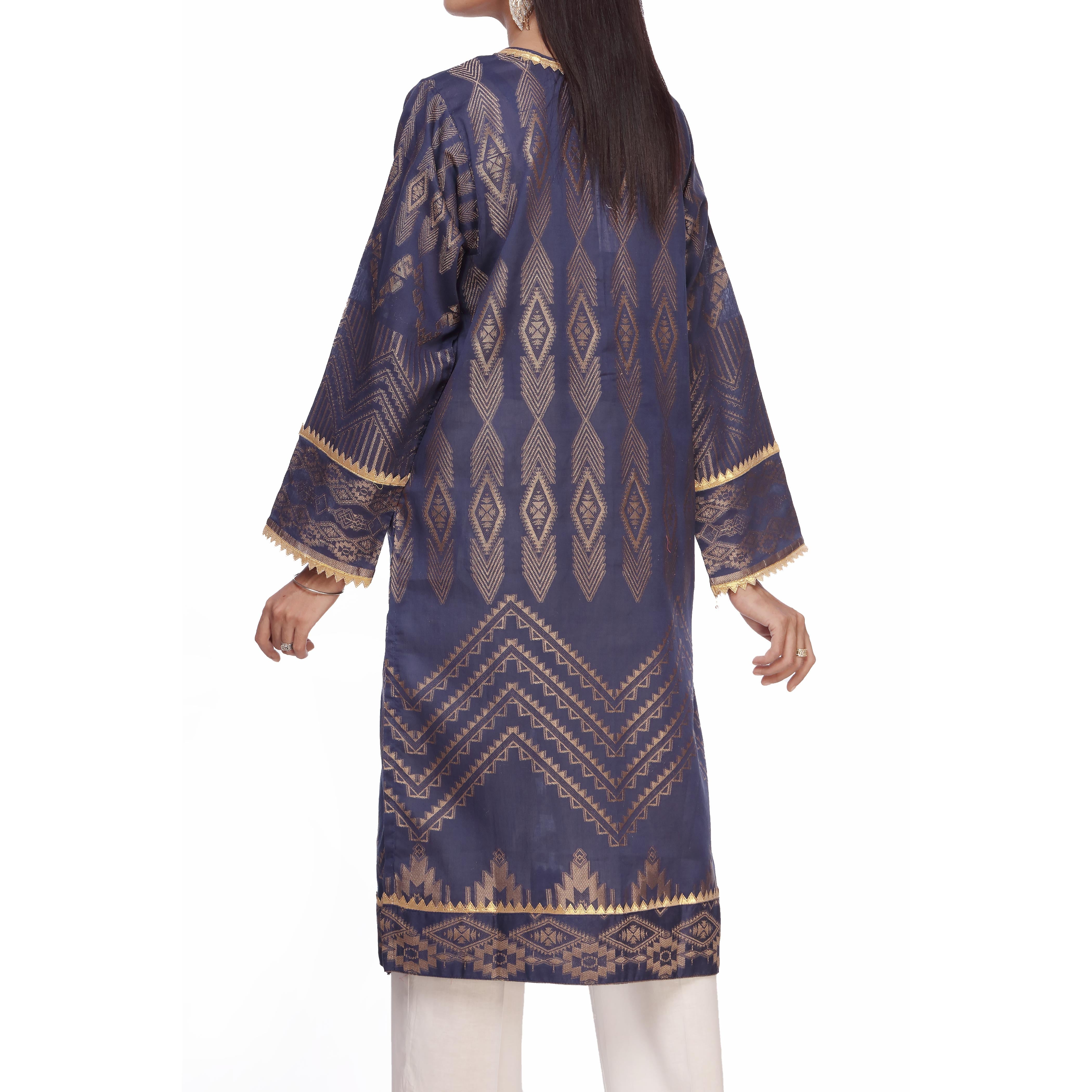 Blue Color Embellished Jacquard Shirt PS2195