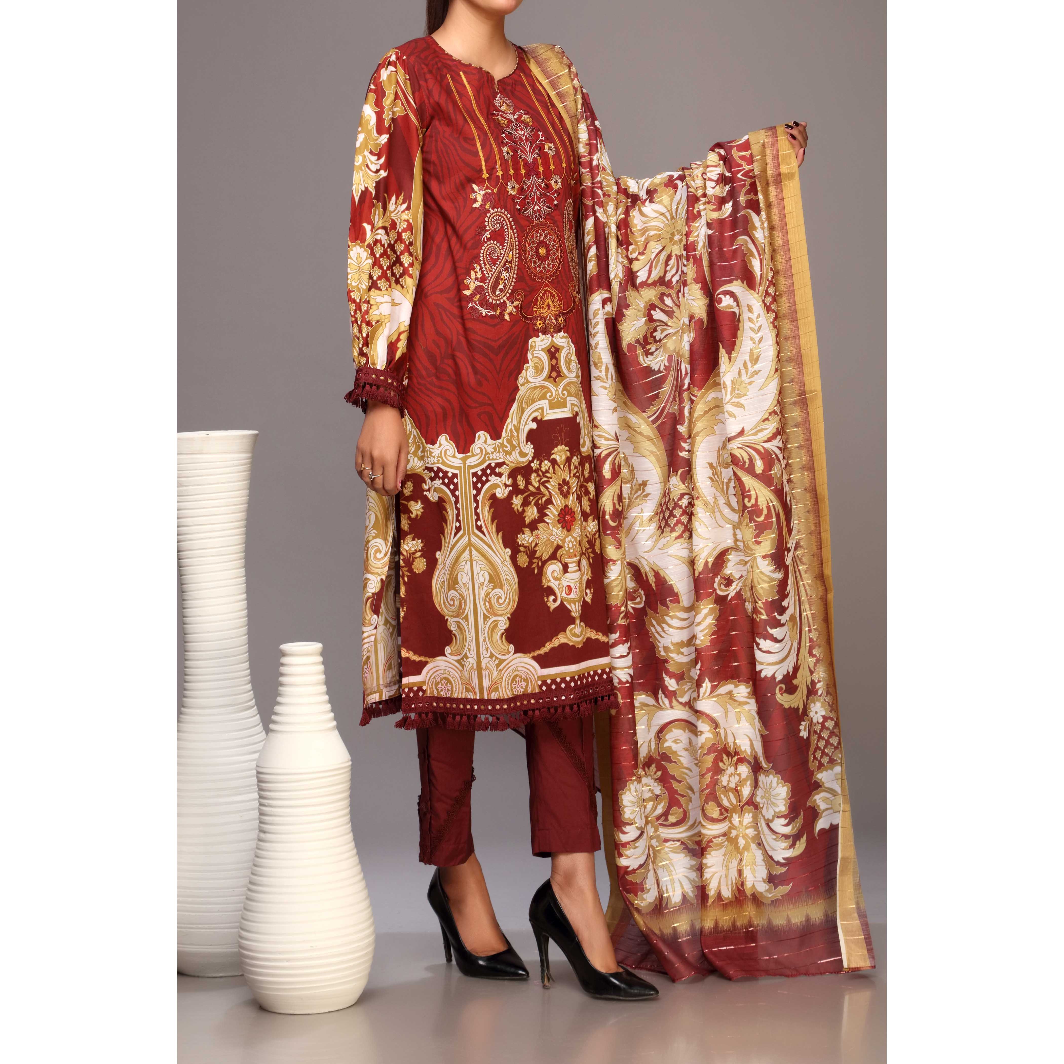 2PC- Unstitched Digital Printed Lawn Shirt With Dupatta PS2410