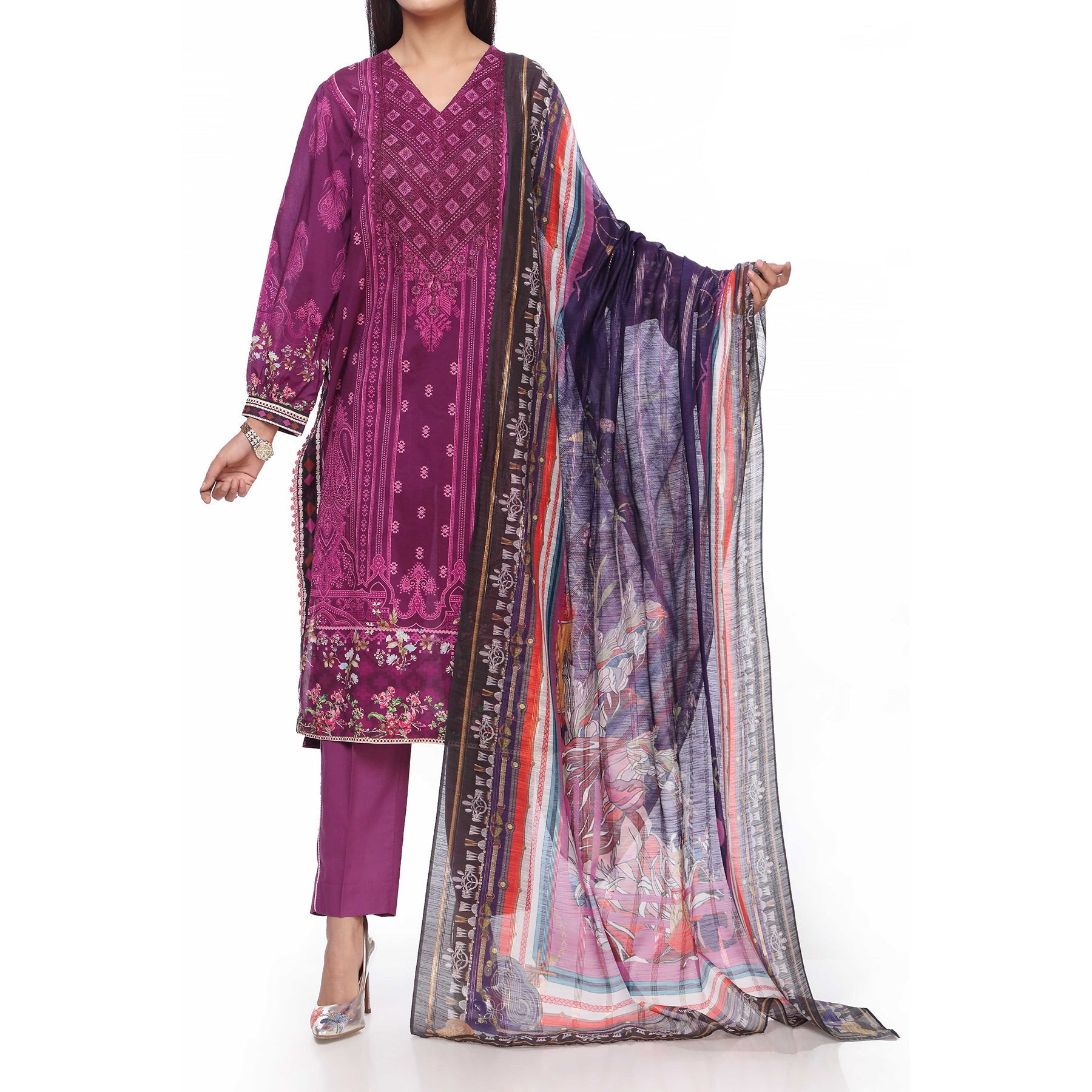 3PC- Unstitched Digital Printed Lawn Suit PS2453