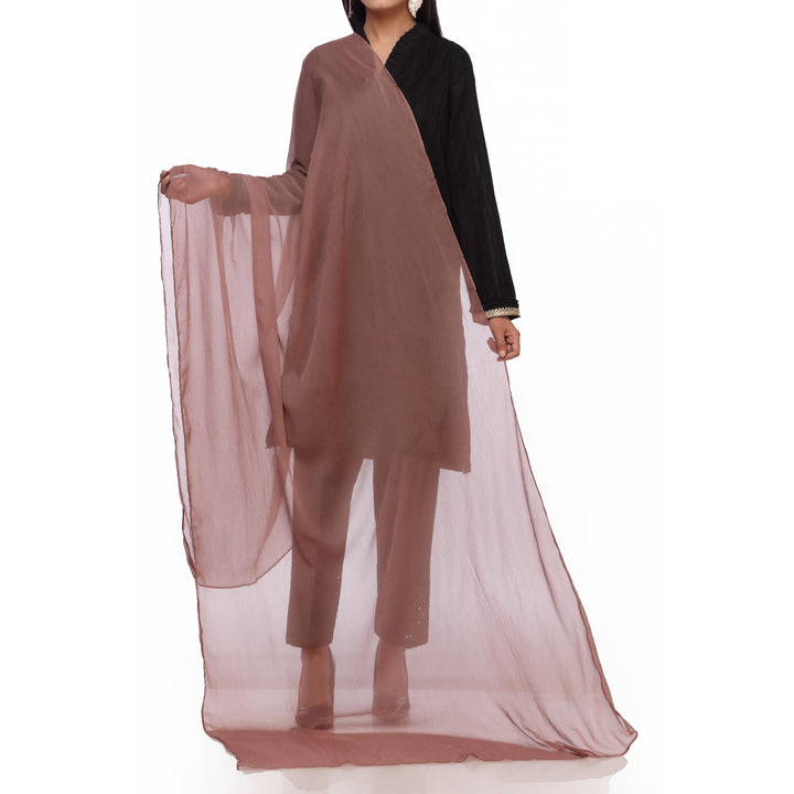 Brown Plain Dyed Chiffon Dupatta PS2702