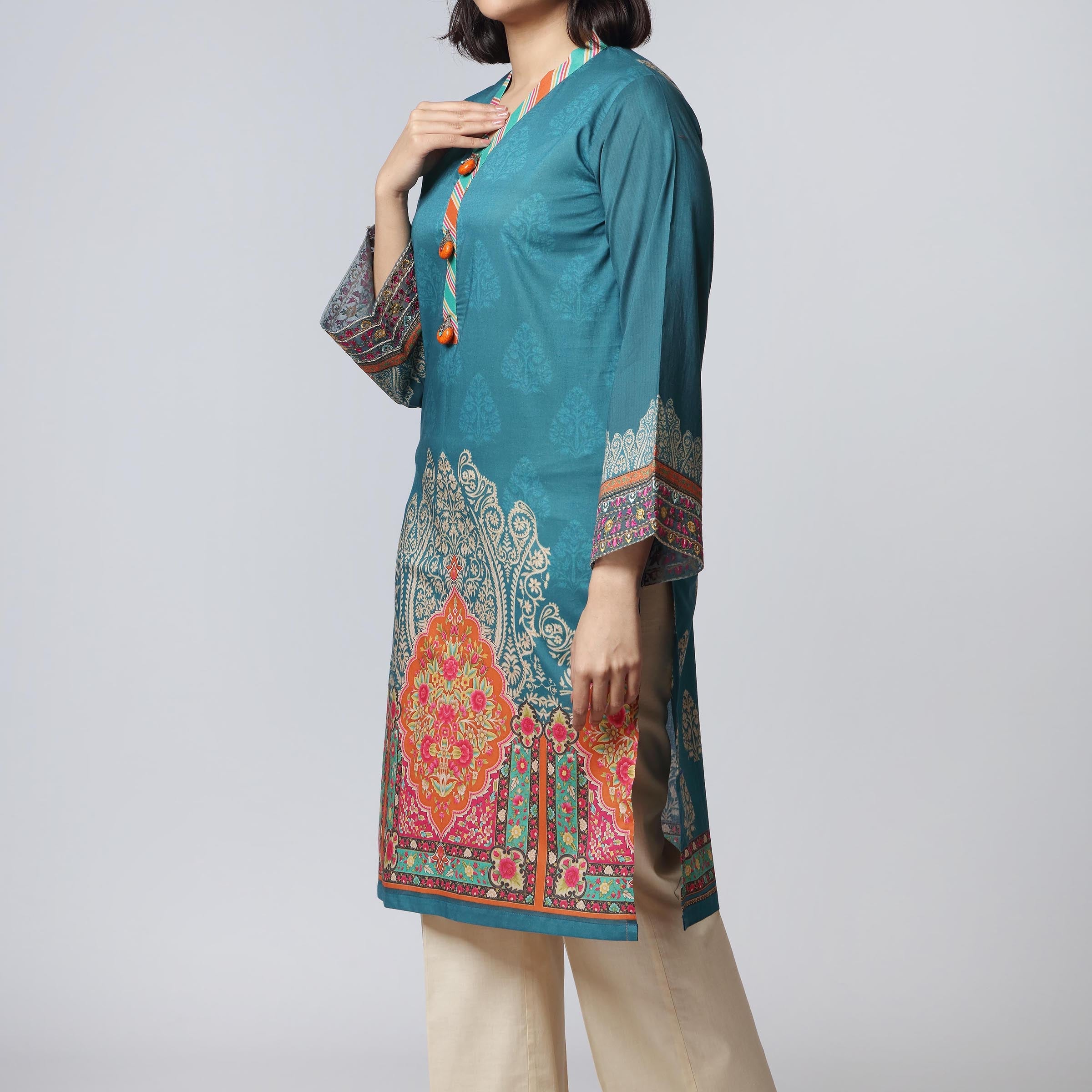 1PC- Digital Printed Lawn Embroidered Shirt PS3138