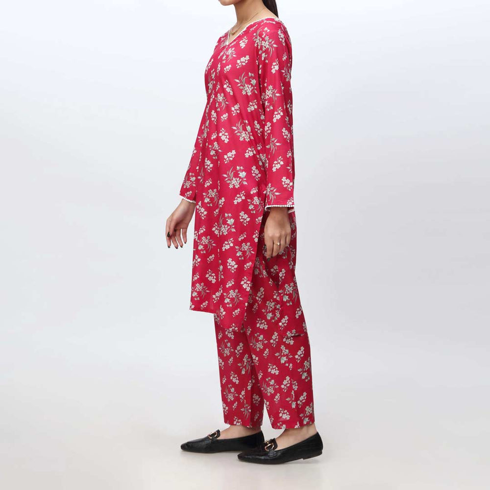 Red 2PC- Printed Cambric Suit PS4211