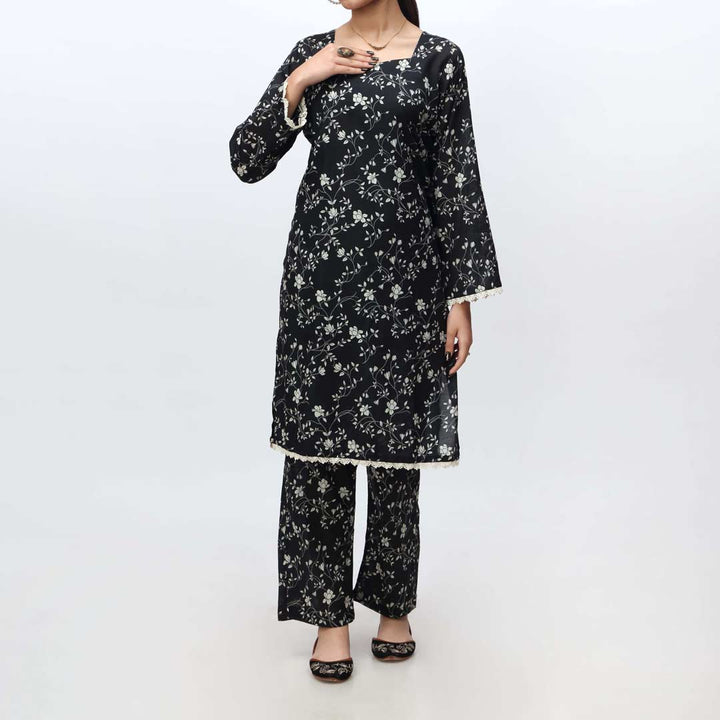 Black 2PC- Printed Cambric Suit PS4213