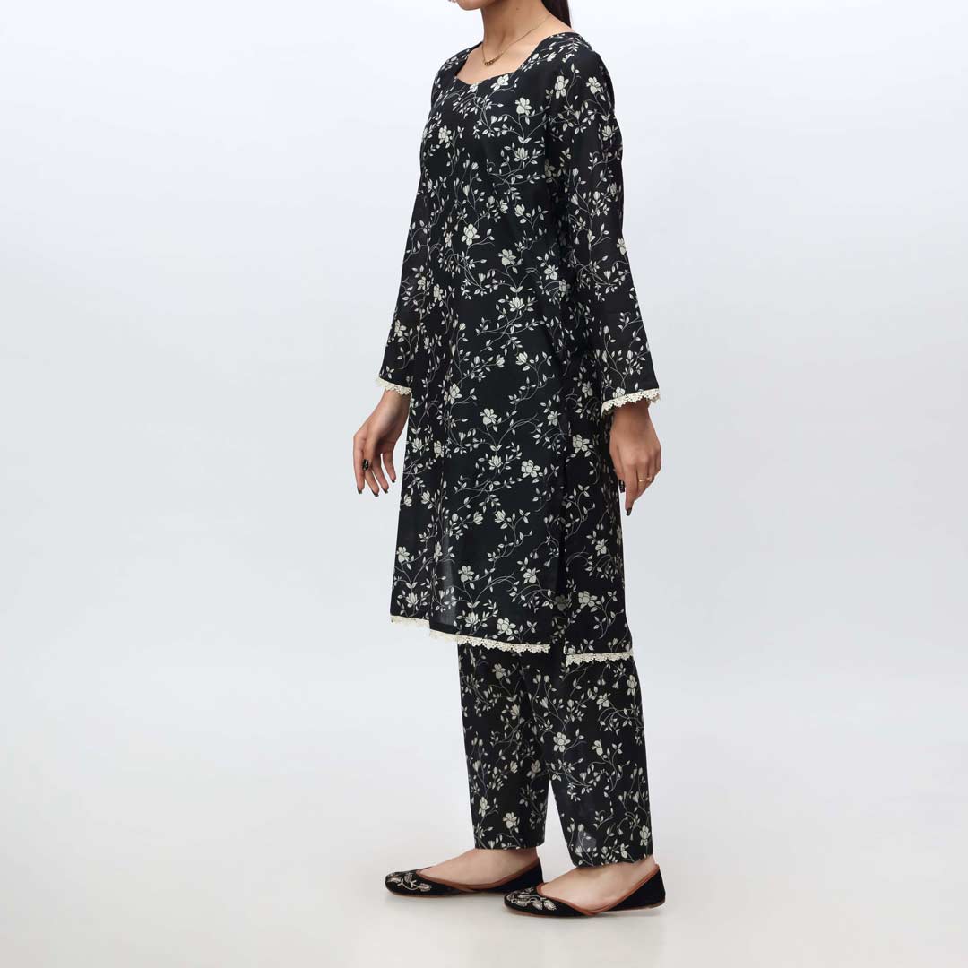 Black 2PC- Printed Cambric Suit PS4213