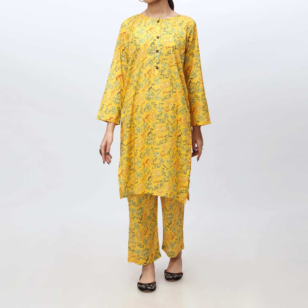Yellow 2PC- Printed Cambric Suit PS4214