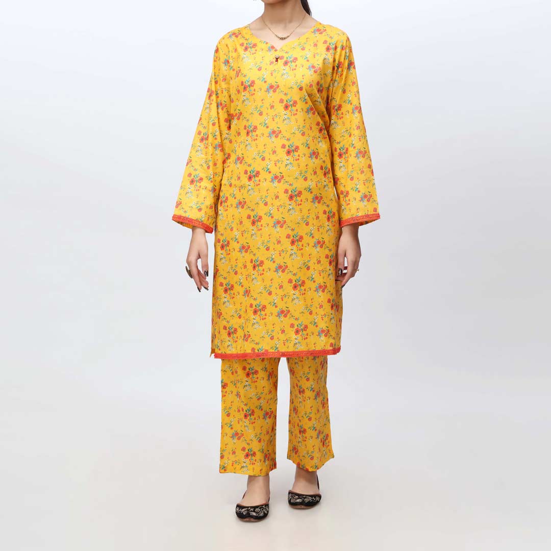 Mustard 2PC- Printed Cambric Suit PS4215
