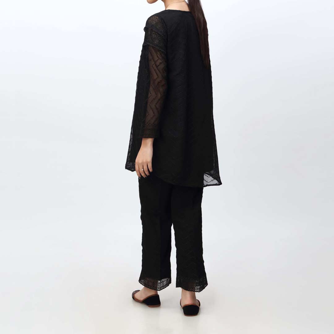 Black 2PC- Embroidered Chiffon Chicken Kari Suit PS4235