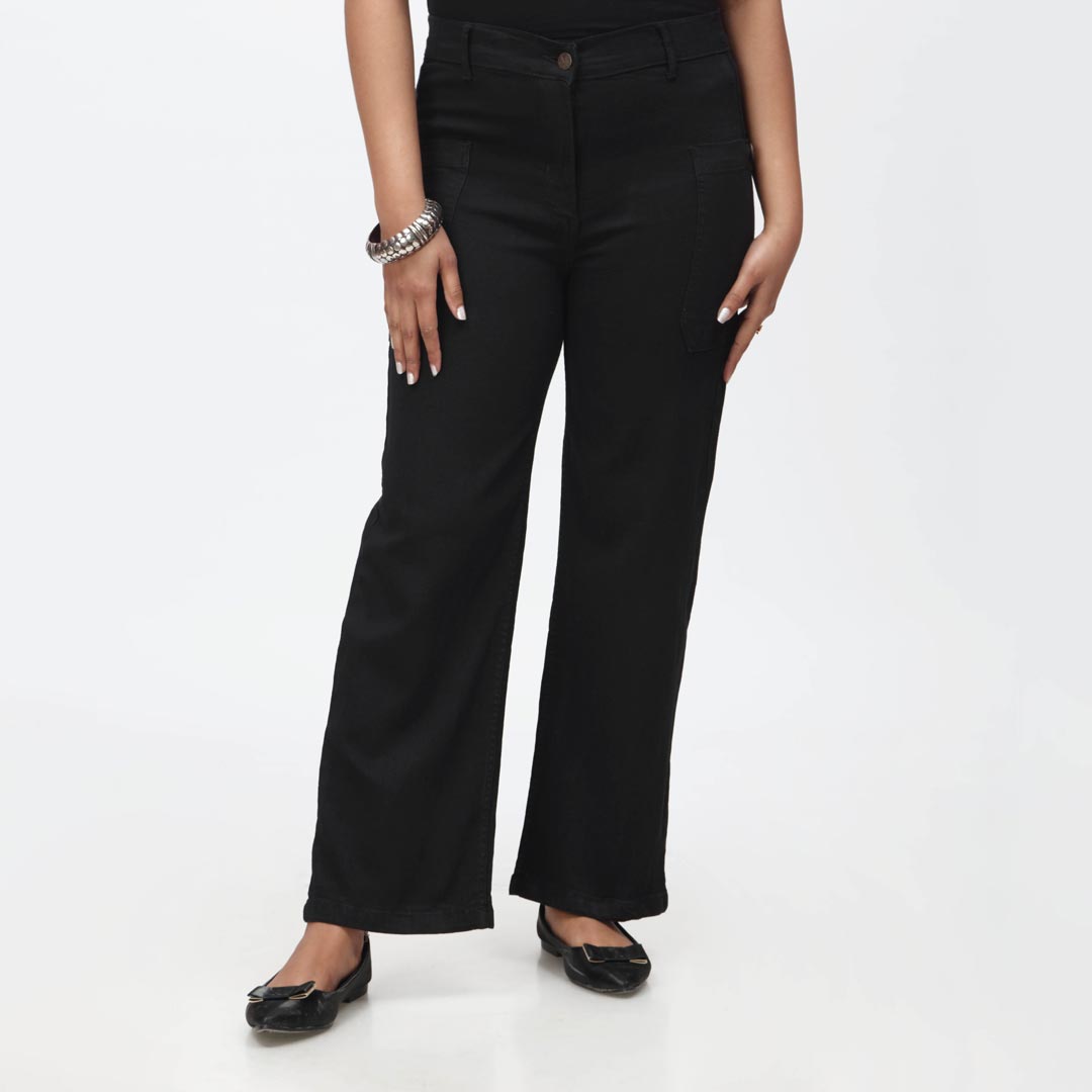 Black Side Pocket Denim Pant PS4528