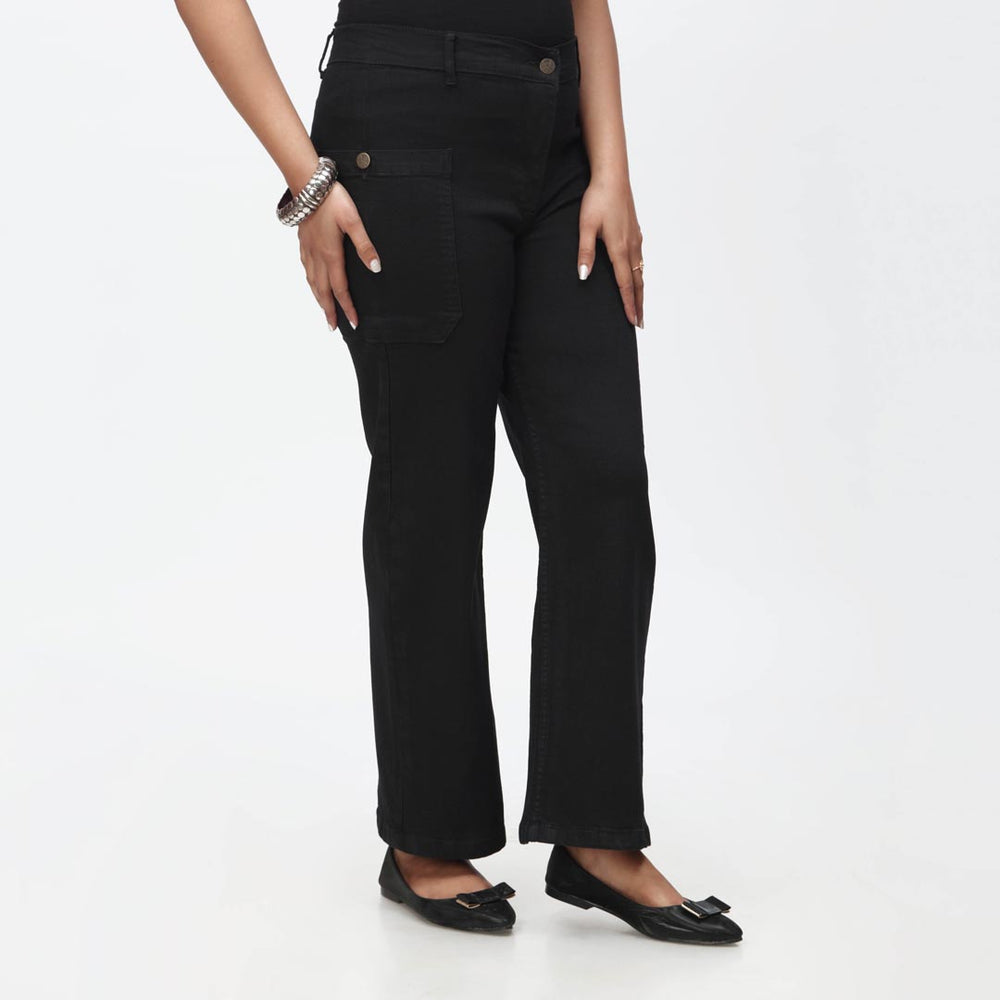 Black Side Pocket Denim Pant PS4528