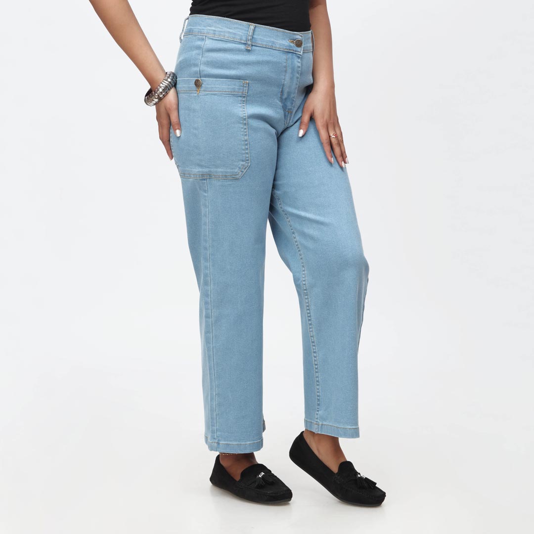 Sky Blue Side Pocket Denim Pant PS4528