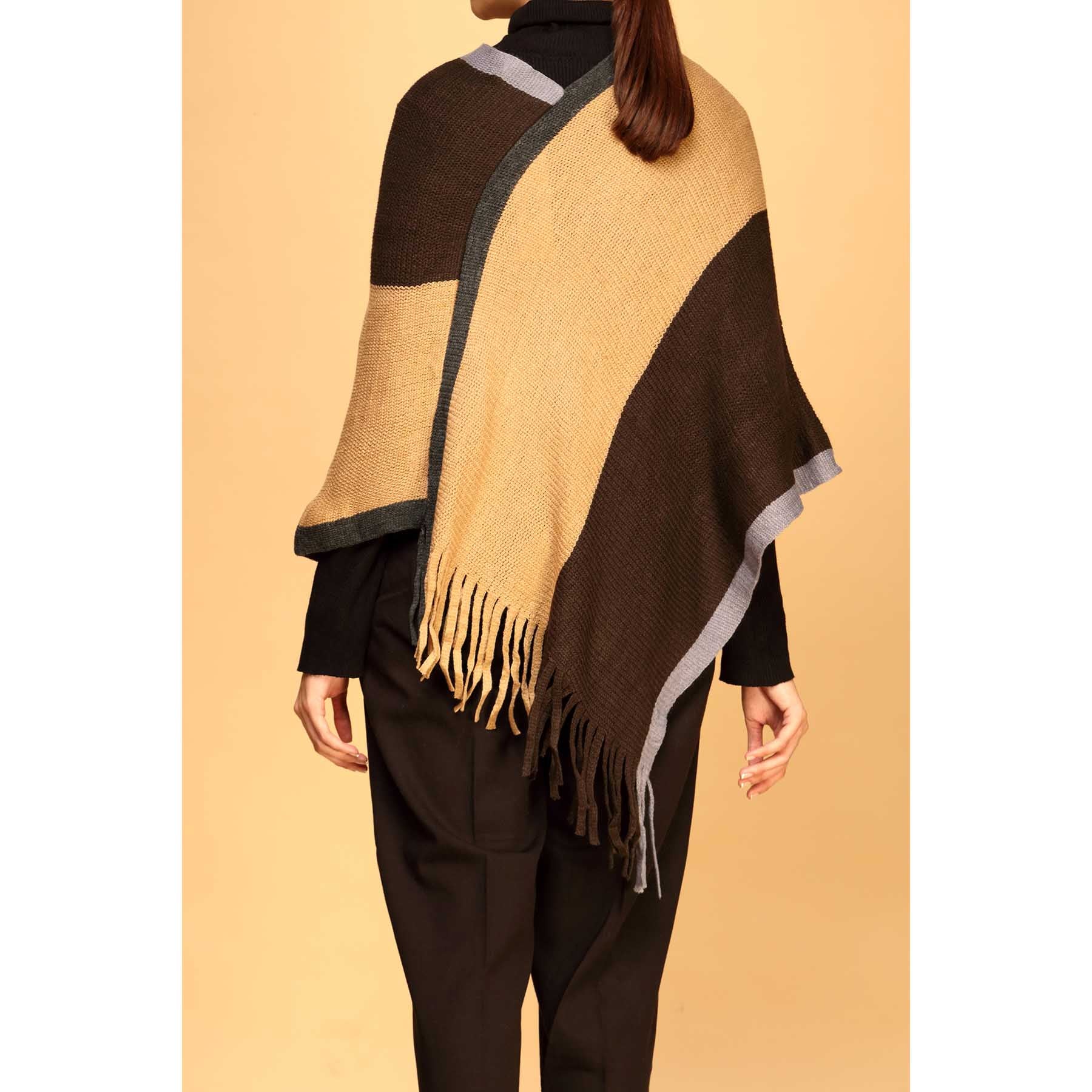 Khaki Winter Cape Shawl PW1812