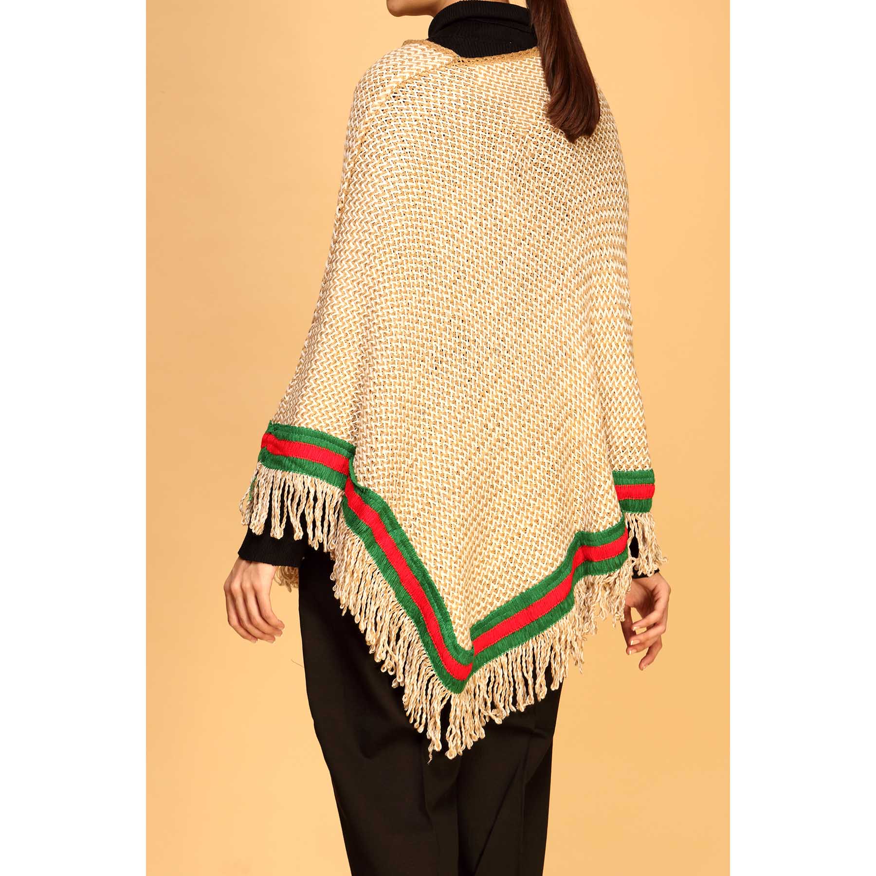 Beige Winter Cape Shawl PW1813